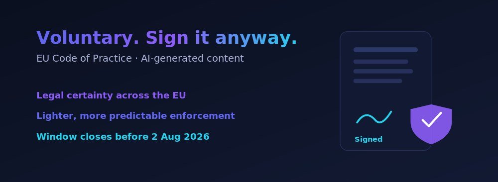 Signing the EU Code of Practice on marking AI-generated content before 2 August 2026